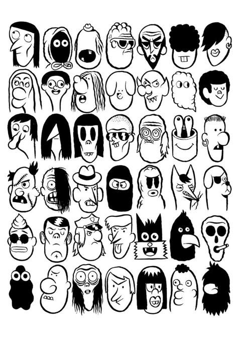 Doodle Faces, Arte Doodle, Drawing Cartoon Faces, Cartoon Style Drawing, Graffiti Writing, Graffiti Doodles, Illustration Doodle, Graffiti Style Art, Graffiti Alphabet