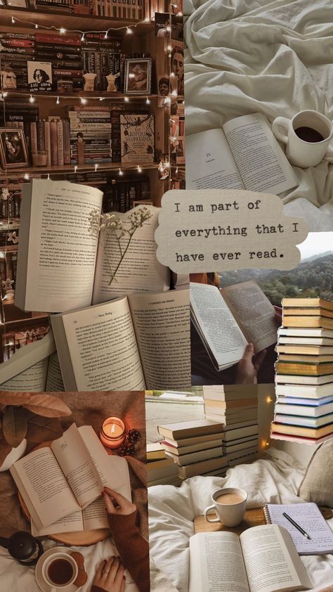 Bookish Mood Board, Aesthetic Book Iphone Wallpaper, Cozy Fall Book Aesthetic, Fall Book Wallpaper Aesthetic, Book Shelf Wallpaper Aesthetic, Brown Book Wallpaper, Annelise Aesthetic, Aesthetic Book Images, Cozy Reader Aesthetic