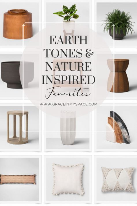 Earth tones are huge this year! I've rounded up tons of nature inspired home decor finds for an earthy color palette from my favorite affordable sources. #fromhousetohaven #earthtones #naturalhomedecor #bohofarmhouse #natureinspireddecor Scandi Contemporary Living Room, Earth Tone Dining Room Ideas, Earthy Natural Home Decor, Nature Inspired Home Decor, Farmhouse Design Ideas, Nature Inspired Home, Earth Tone Decor, Earthy Home Decor, Earthy Home