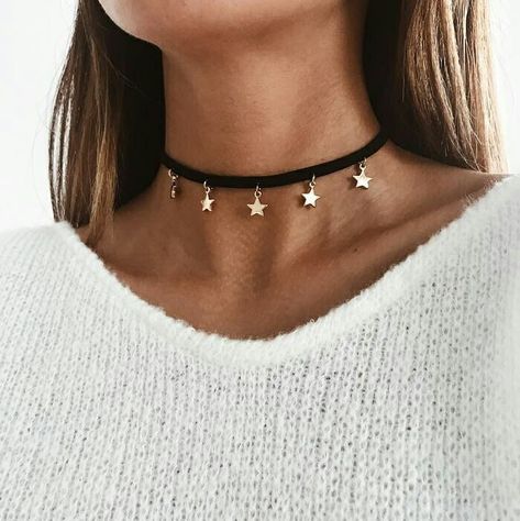 Velvet Necklace, Charm Choker Necklace, Black Velvet Choker, Dainty Choker, Velvet Choker, Jewelry Aesthetic, Metal Stars, Fringe Necklace, Black Choker