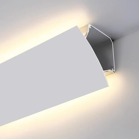 PRICES MAY VARY. ✅ Quality Aluminum Material --- LED channel skirting is made of durable and high quality aluminum material, unlike yellowed and cracked traditional plasterline. The aluminum light cover is no rust, no paint peeling with long life. ✅ Decorative Background Lighting --- The LED strip hide in the channel, special hidden structure paired scattering soft light easily, creating a cozy atmosphere in home. ✅ Surface-Mounted Installation --- No need to cut slots or suspend a ceiling, dire Skirting Board Lighting, Hiding Led Strip Lights, Living Room Indirect Lighting, Ceiling Strip Lighting Ideas, Long Wall Lights, Led Crown Molding, Indirect Ceiling Lighting, Angled Ceiling Lighting, Basement Ceiling Lights