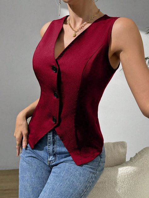 Red vest outfit