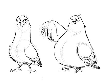 Pigeon Doodles, Pigeon Sketch, Pigeon Cartoon, Bird Cartoon Illustration, Cartoon Kunst, Cartoon Birds, Character Design Sketches, Animal Illustrations, Cartoon Sketches