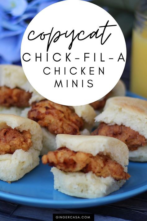 chicken and biscuits chicken minis Chicken And Biscuit Appetizer, Chic Fil A Mini Biscuits, Chicken Express Rolls Recipe, Chic Fil A Chicken Mini Recipe, Mini Chicken And Biscuits, Copycat Chik Fil A Chicken Minis, Chic Fil A Copycat Recipes, Chick Fil A Mini Biscuit Recipe, Chic Fil A Biscuit Recipe