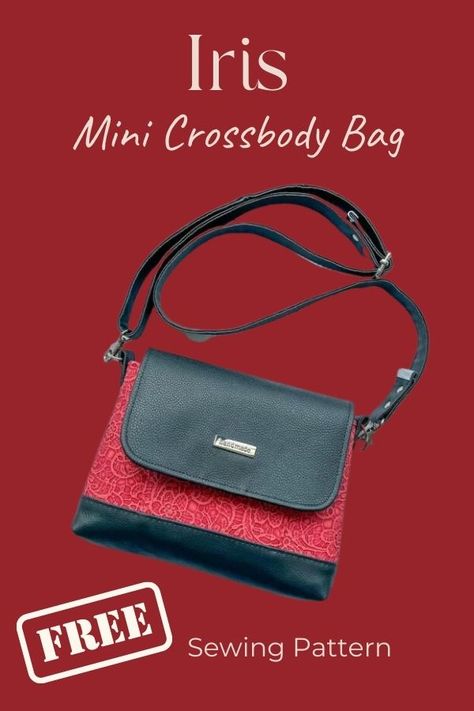 Free Cross Body Bag Patterns To Sew, Bag Tutorials Free Pattern, Cross Body Bag Pattern Free, Mini Bag Pattern, Crossbody Purse Patterns, Bag Free Sewing Pattern, Cross Body Bag Pattern, Foldover Crossbody Bag, Handbag Sewing Patterns