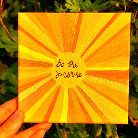 Yellow And Orange Painting Ideas, Easy Sunshine Painting, Mini Canvas Art Yellow, Yellow Aesthetic Painting Ideas Canvas, Quotes Acrylic Painting, Yellow Easy Painting, Something In The Orange Painting, Sunshine Acrylic Painting, Sun Canvas Painting Easy