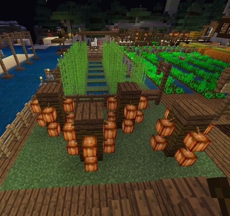 A fast and easy way to grow cocoa beans. Minecraft Melon Farm Ideas, Melon And Pumpkin Farm Minecraft, Minecraft Tree Farm Design, Minecraft Cocoa Bean Farm, Minecraft Kale, Minecraft Treehouses, Minecraft Tree, Modern Minecraft Houses, Minecraft Farm