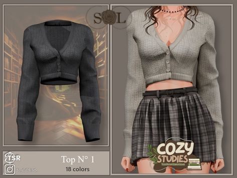 The Sims Resource - CozyStudies_SL_Top_1 The Sims 4 Cc Fall Clothes, Sims 4 Everyday Outfit Cc, Thesimsresource Clothes, Sims 4 Cc Clothes Sims Resource, The Sims Resource Clothing, Sims Aesthetic, Feminine Clothes, Sims 4 Tsr, Fashion Design Collection