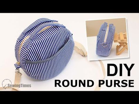 DIY ROUND PURSE BAG (Free Pattern) – sewingtimesblog Sewingtimes Tutorials, Sewing Times, Crossbody Bag Tutorial, Bag Free Pattern, Diy Pouch, Round Handbag, Backpack Tutorial, Circle Purse, Purse Sewing Patterns