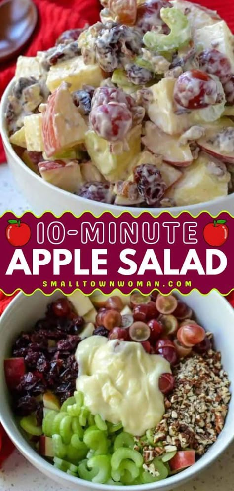 Apple Cranberry Slaw, Easy Apple Salad, Salad Board, Easy Fruit Salad Recipes, Small Town Woman, Apple Salad Recipes, Fruit Salad Easy, Fresh Salad Recipes, Grape Salad