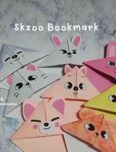 Bookmarks Diy Kids, Organizator Grafic, Bookmarks Diy, Kids Zoo, Kpop Diy, Kartu Valentine, Folding Origami, Instruções Origami, Kraf Diy