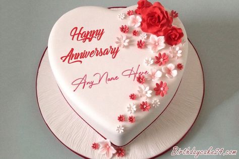 Write your name on the best anniversary birthday cake images, your congratulations for your husband and wife will become more meaningful with this cake. Happy anniversary cake with name edit, write names on beautiful rose birthday cakes for anniversary wishes, print couple names on this cake and share them. Make your anniversary more special. Anniversary Cake Images, Simple Anniversary Cakes, Happy Marriage Anniversary Cake, Anniversary Cake With Photo, Happy Anniversary Cake, Marriage Anniversary Cake, Anniversary Cake With Name, Flori Fondant, Anniversary Cake Designs