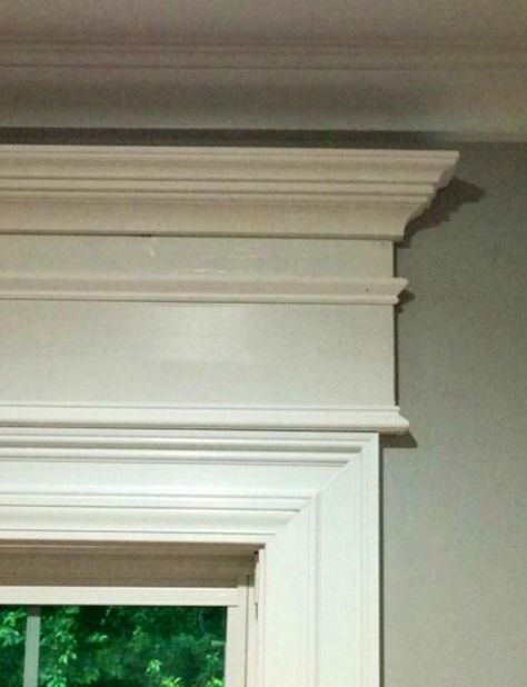 Stacked stock molding above regular window casings and doorways to add historic charm to any home Over The Door Trim Ideas, Window And Door Trim Styles, Front Door Header Trim, Large Window Trim Ideas Interior, Interior Door Headers, Door Header Trim Molding Ideas, Door Moulding Trim Molding Ideas, Door And Window Trim Ideas, Adding Trim To Doors