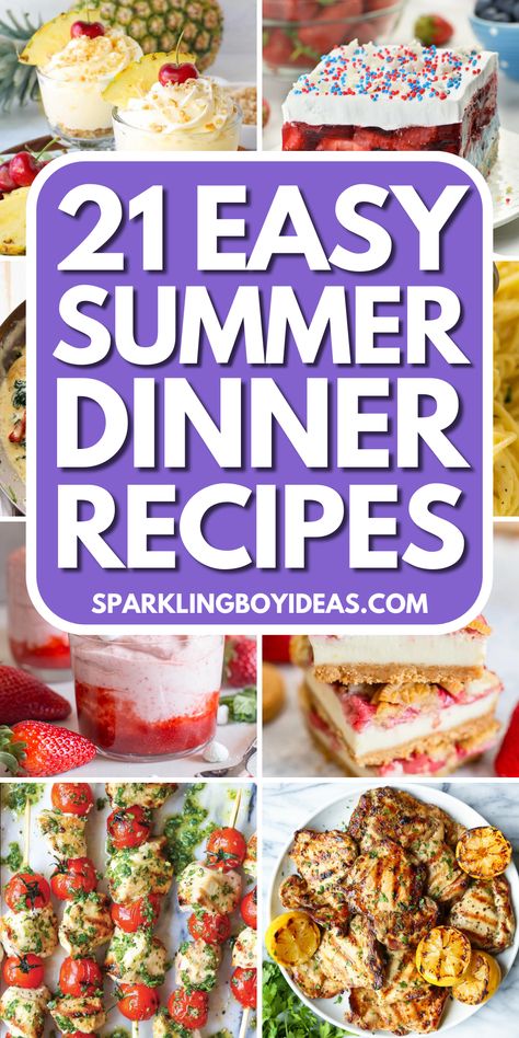 Summer dinner recipes bring the best of the season to your table. From grilled vegetable recipes to refreshing summer salad recipes, find the perfect light and flavorful summer meals. Dive into grilled salmon recipes with mango salsa or enjoy simple yet delicious summer appetizers. From refreshing and light summer soups, summer savory summer side dishes, and delicious summer desserts. we've them all. Make the most of seasonal produce with these vibrant summer dinner ideas. Summer Birthday Meal Ideas, Summer Birthday Menu Food Ideas, Recipes For Get Togethers Friends, Fresh Summer Dinner Recipes, Easy Summer Ideas, Light Easy Summer Meals, Light Meals For Seniors, Easy Dinners For Summer, Fresh Meals For Summer