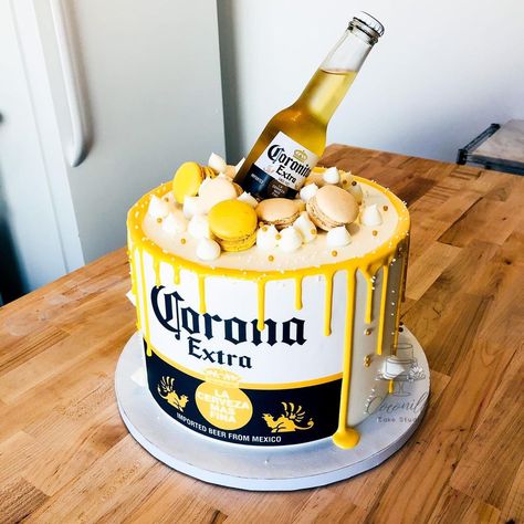 Corona... reminds me of the time my dad found an unopened corona bottle in the middle of the snow in mt. Charleston. It almost seemed as if… | Instagram Beer Decorated Cake, Corona Cake Beer, Men Cake Ideas Birthdays, Beer Cakes For Men Birthday, Men's Cakes Birthday, Beer Cake Design, Men’s Cake, Beer Birthday Cake For Men, Beer Cake Ideas