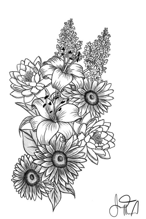 Flower Leg Piece Tattoo, Sunflower And Vines Tattoo, Cluster Of Flowers Tattoo, Flower Sleeve Tattoo Stencil, Front Leg Tattoo Women, Western Half Sleeve Tattoos For Women, Western Tattoos For Women Sleeve, Western Floral Tattoo, Woman Sleeve