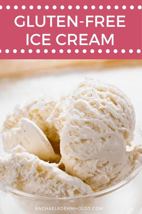 Are you an ice cream lover? Find out if ice cream is gluten-free, which brands are safe for a gluten-free diet, and how to order ice cream out. Gluten Free Homemade Ice Cream, Gluten Free Ice Cream Recipes, Dairy Free Vanilla Ice Cream, Dairy Free Recipes Dessert, Ice Cream Lover, Gluten Free Ice Cream, Vanilla Ice Cream Recipe, Pampered Chef Recipes, Dairy Free Ice Cream