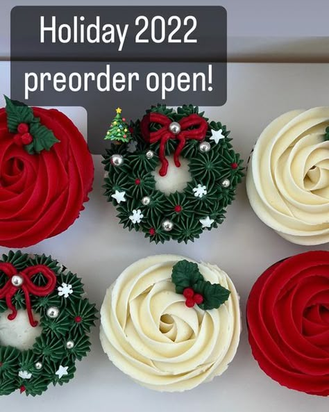 Buttercream Boutique on Instagram: "If you’ve tried ordering our Holiday designs recently, please clear your browsing history/cache before trying to order again. We appreciate your patience and support!" Holiday Cupcake Designs, Cupcake For Christmas, Cupcake Designs Christmas, Christmas Cupcake Design, Christmas Cupcakes Designs, Christmas Cake Cups, Aesthetic Christmas Cupcakes, Christmas Cupcakes Decoration Ideas Xmas, December Cupcakes Ideas