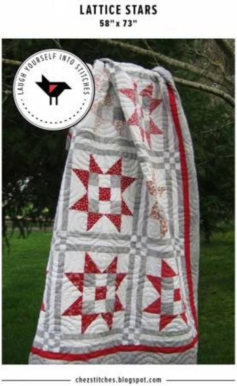 Lattice Stars quilt pattern by laugh yourself into stitches. Pattern will be mailed. Stars Quilt Pattern, International Quilt Festival, Stars Quilt, Christmas Quilt Patterns, Red And White Quilts, Stars Pattern, Star Quilt Blocks, Star Quilt Patterns, Quilt Design