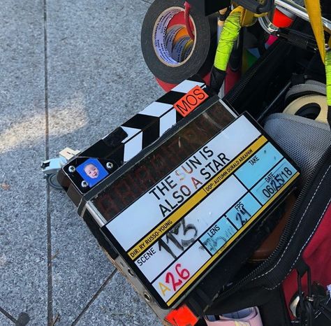 The Sun is also a star clapperboard Clapperboard Aesthetic, Sun Is Also A Star, Nicola Yoon, Photo Board, Photo Boards, Content Creation, Favorite Things, Messenger Bag, Vision Board