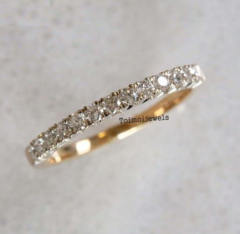 Gold Wedding Band No Diamonds, Eternity Engagement Band, Gold Wedding Bands Women, Dainty Engagement, Stacked Wedding Bands, Stacked Wedding Rings, Half Eternity Wedding Band, Moissanite Engagement Ring Oval, Wedding Fun