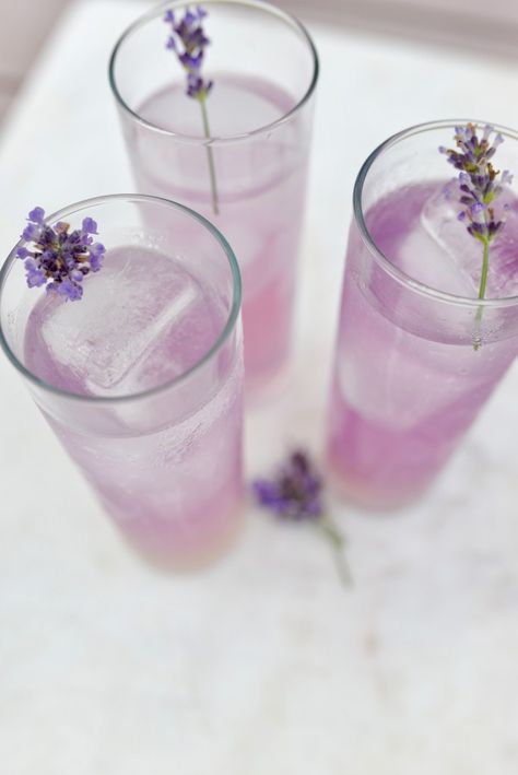 Pretty Summer Cocktail Recipe - Peaches to Pearls Lavender Gin, Lavender Cocktail, Wednesday Friends, Party Cocktails, Cocktail And Mocktail, Summertime Drinks, Summer Cocktail Recipes, Summer Eating, Summer Cocktail