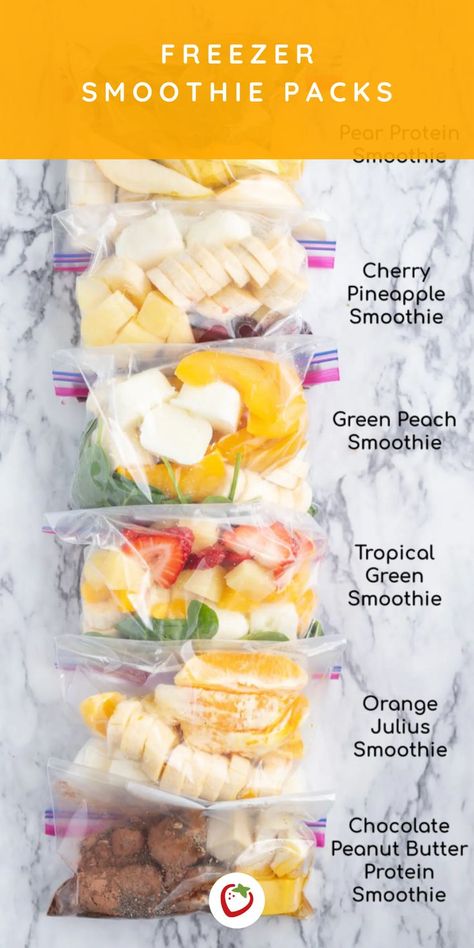 Frozen Smoothie Packs, Make Ahead Smoothies, Freezer Smoothie Packs, Freezer Smoothies, Veggie Smoothies, Smoothie Fruit, Nutribullet Recipes, Protein Smoothie Recipes, Smoothie Packs