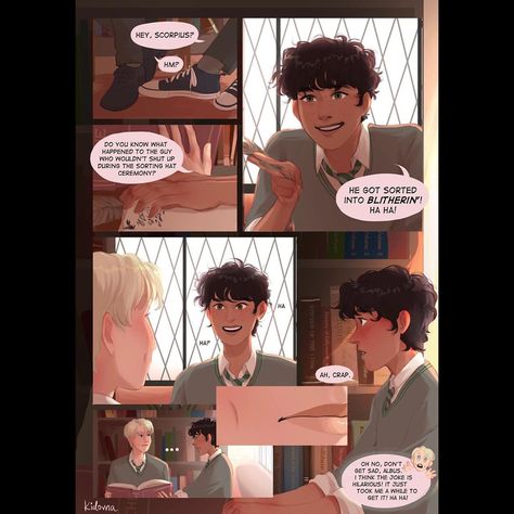 Bhavna✨ on Instagram: “Pictured above: Albus noticing the effect scorpius’ dimples have on him for the first time . . . . Here’s my comic from the feel good…” Scorpio X Albus, Albums X Scorpius, Scorpios And Albus, Scorpius X Albus Fan Art, Scorbus Comic, Scorpius Malfoy And Albus Potter, Albus X Scorpius Fanart, Scorpius Malfoy Fanart, Scorpius And Albus Fanart