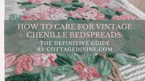 How to Care for Vintage Chenille Bedspreads: The Definitive Guide Chenille Blanket, Wood Trunk, Trunks And Chests, Vintage Chenille, Color Test, Chenille Bedspread, Dryer Balls, Distilled White Vinegar, Laundry Products