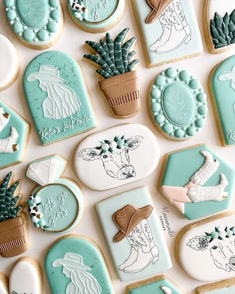 Cowgirl Cookies, Bachelorette Cookies, Engagement Cookies, Bridal Cookies, Flooding Cookies, Cookie Decorating Party, Cowboy Birthday Party, Sugar Cookie Royal Icing, Cowgirl Bachelorette