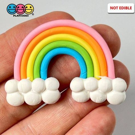 Rainbow Clay Art, Clay Broches, Cloud Clay, Polymer Clay Rainbow, Clay Rainbow, Rainbow And Clouds, Foam Clay, Clay Crafts For Kids, Rainbow Sky