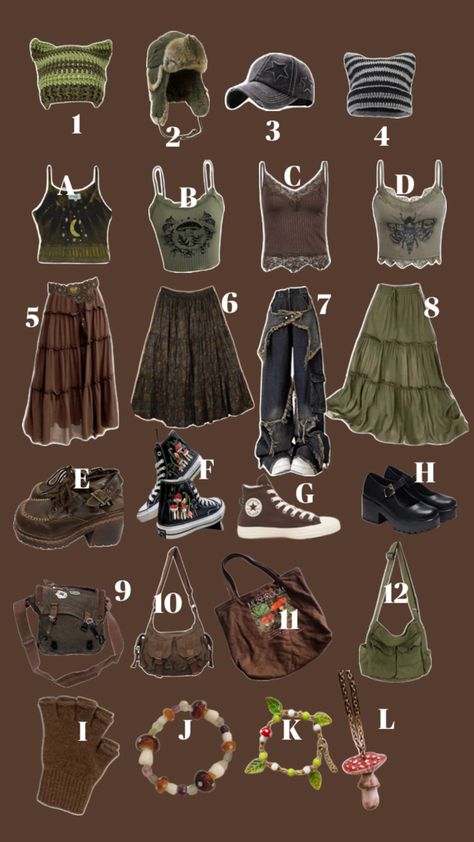 #goblincore #goblin #gremlincore #gremlin #forestcore #forest #core #makeafit #leaf #accesory #cute #outfit #slay Goblin Core Aesthetic Outfits, Goblin Core Outfit, Goblincore Outfits, Goblincore Fashion, Fairy Grunge Outfit, Forest Core, Earthy Outfits, Mein Style, Swaggy Outfits