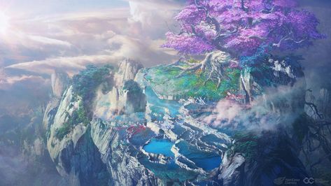 Magic Places, Anime Backgrounds, Art Landscapes, Anime Backgrounds Wallpapers, Fantasy City, Backgrounds Wallpapers, Fantasy Art Landscapes, Cool Landscapes, Fantasy Rpg