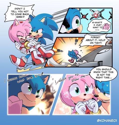 Art by @kohane01 (Twitter) Sonamy Comics, Movie Amy, Sonic And Tails, Sonamy Comic, Princesas Disney Anime, Sonic The Movie, Hedgehog Movie, Sonic Heroes, 2160x3840 Wallpaper