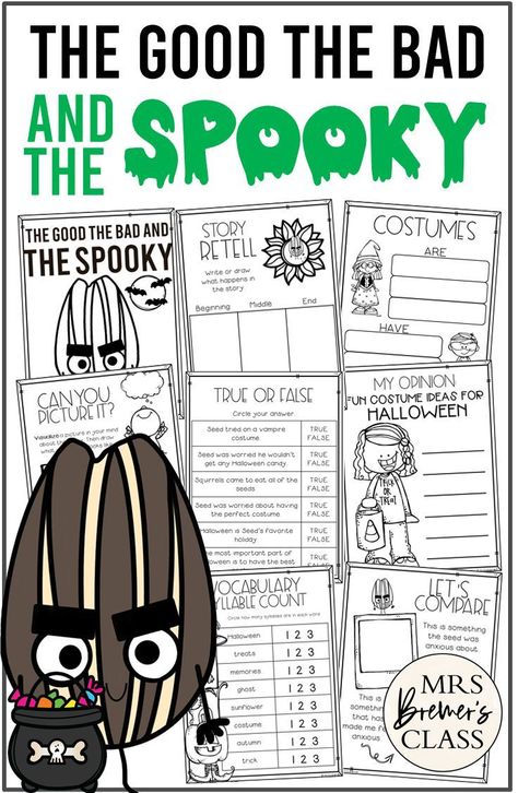 The Good The Bad and The Spooky book study activities unit with Common Core aligned literacy companion activities and a craftivity for Kindergarten and First Grade The Good The Bad And The Spooky Activities, The Good The Bad And The Spooky, Halloween Read Alouds, Living Room Wall Shelves, Room Wall Shelves, Book Study Activities, Study Activities, Writing Techniques, Kindergarten Reading Activities