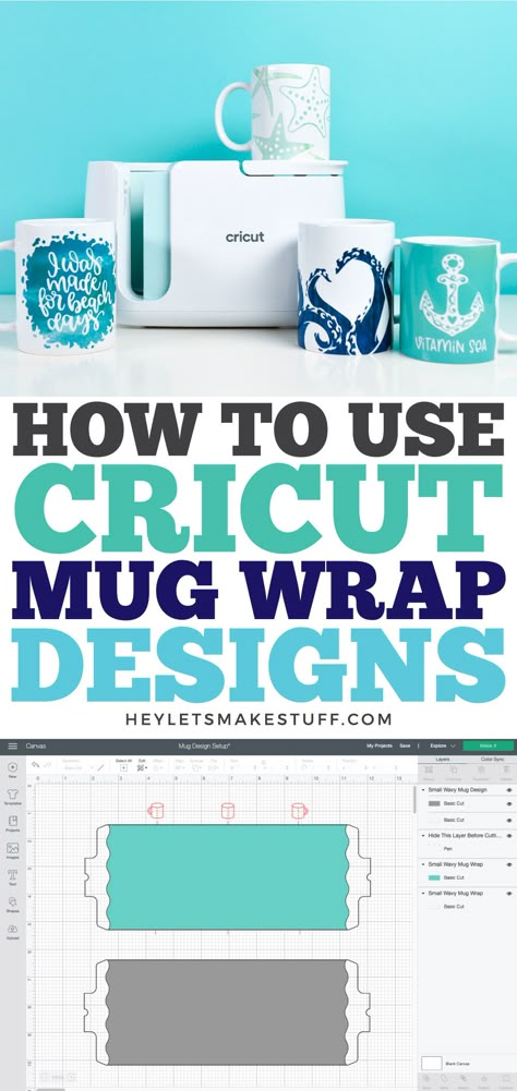 Learn how to create full mug wrap designs using the Cricut Mug Press! These designs wrap around the whole mug and are easy to set up and customize in Cricut Design Space. Here's how to do it! Cricut Mug Template, Crichton Mug Press, Cricut Mug Templates Free, Cricut Stackable Mug Ideas, Mug Wrap Svg Free, Free Mug Wraps Svg, Mug Wrapping Ideas, Mug Press Ideas, Mug Templates For Sublimation