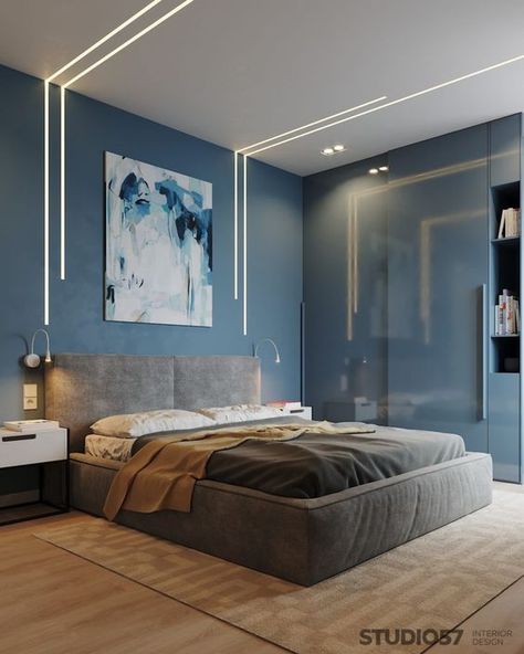 High Ceiling Ideas Bedroom, High Tech Room Interior Design, False Ceiling Design For Flats, Bedroom False Ceiling Design Modern Lighting Ideas, Bedroom Concepts Modern, False Ceiling With Mirror Design, Flat False Ceiling Design, Surface Lights Ceiling Bedroom, Interior Design Visualisation