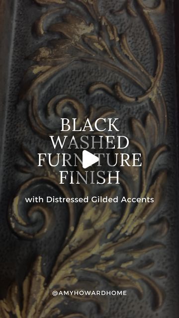 Black Wax On Furniture, Gold Leaf Painting Furniture, Black And Gold Distressed Furniture, Black And Gold Furniture Diy, Black And Gold Painted Furniture, Old World Painted Furniture, Black Wax Furniture, Black Wash Furniture Diy, Distressed Black Furniture