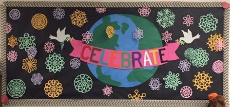 Inclusive Holiday Bulletin Board, Diversity Bulletin Board, Holiday Bulletin Boards, Winter Bulletin, Library Bulletin Board, Winter Bulletin Boards, Winter Celebration, Elementary School Library, Welcome Winter