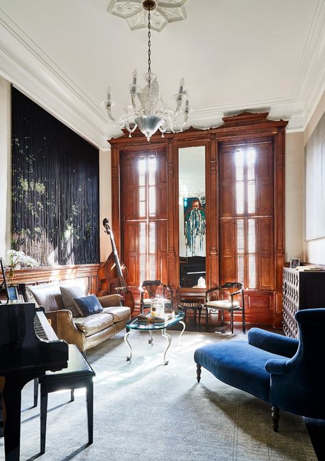 Harlem Brownstone by Povero & Company | 1stDibs Harlem Furniture, Brownstone Interiors, Salvaged Furniture, Live Work Space, London Townhouse, Ivy House, Oak Chair, Room Screen, Living Room Lounge