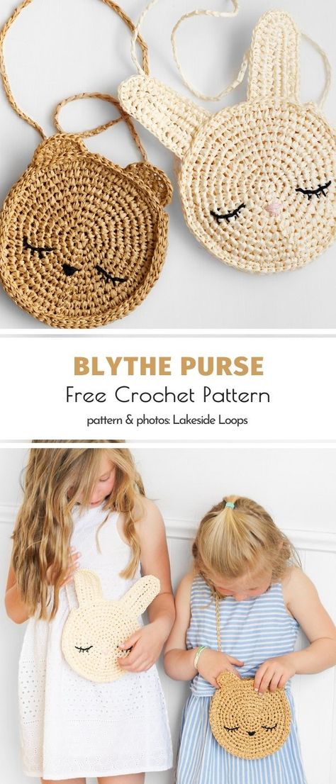 Crochet Purse Straps Ideas, Kids Bag Crochet, Diy Sac Crochet, Crochet Ideas For Kids, Crochet Animal Bag, Crochet Kids Bag, Crochet Kids Purse, Crochet Bag For Kids, Blythe Crochet