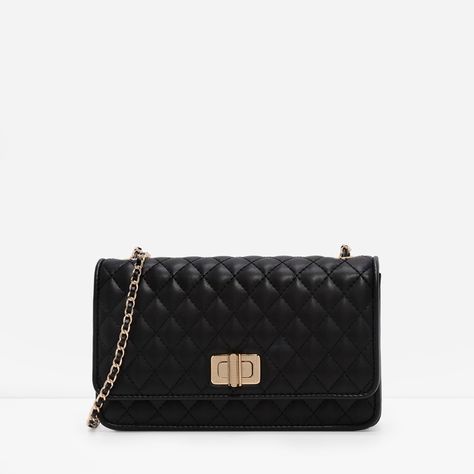 CHARLES & KEITH Quilted Chain Strap Bag Black Sling Bag With Chain, White Gucci Bag, Charles And Keith Bags, Black Sling Bag, Charles And Keith, Small Sling Bag, Bag With Chain, Chain Strap Bag, Woven Chain