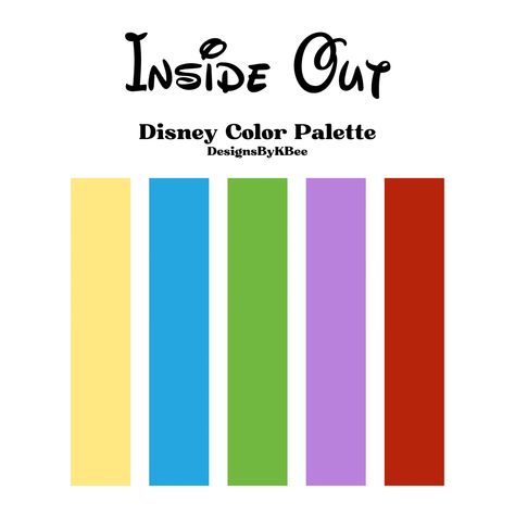 Inside Out Yearbook Theme, Disney Colors Palette, Inside Out Color Palette, Pixar Color Palette, Disney Color Combos, Disney Movie Color Palettes, Disney Characters Color Palette, Disney Color Palette Character Design, Disney Character Color Palettes