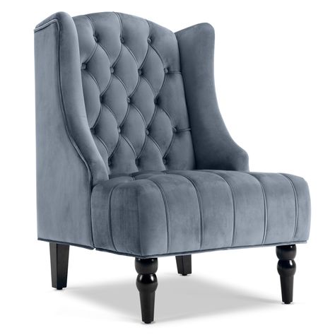 Free 2-day shipping. Buy Belleze Modern Wingback Tufted NailHead Accent Chair Tall Back Velvet Wing Chair, Gray at Walmart.com Velvet Wing Chair, Velvet Wingback Chair, Wingback Accent Chair, Comfortable Accent Chairs, Tufted Accent Chair, Velvet Living Room, Chair For Living Room, Fabric Accent Chair, Single Sofa Chair