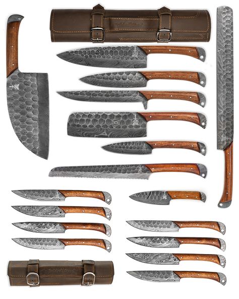 Ready to master your craft with one swoop? This bundle is every knife enthusiast’s dream, curated for perfection. Go big, go pro. The Master Bundle includes: The Lotus | 5-Piece Set The Lotus | 8-Piece Steak Set Lotus Bread Knife + Leather Sheath Lotus Serbian Chef + Leather Sheath Lotus Mini Chef + Leather Sheath Lotu Professional Chef Knife Set, Mini Chef, Damascus Kitchen Knives, Knives Kitchen, Gadgets Kitchen Cooking, Damascus Steel Knife, Go Pro, Kitchen Knife Set, Knife Set Kitchen