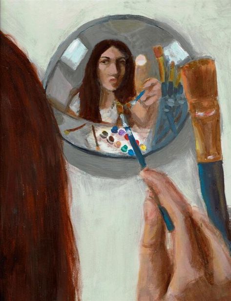 Professional Art Supplies, Acrylic Paint On Wood, Mirror Painting, Painting Of Girl, Ap Art, Shop Art, Acrylic Art, Print Wall Art, Painting Acrylic