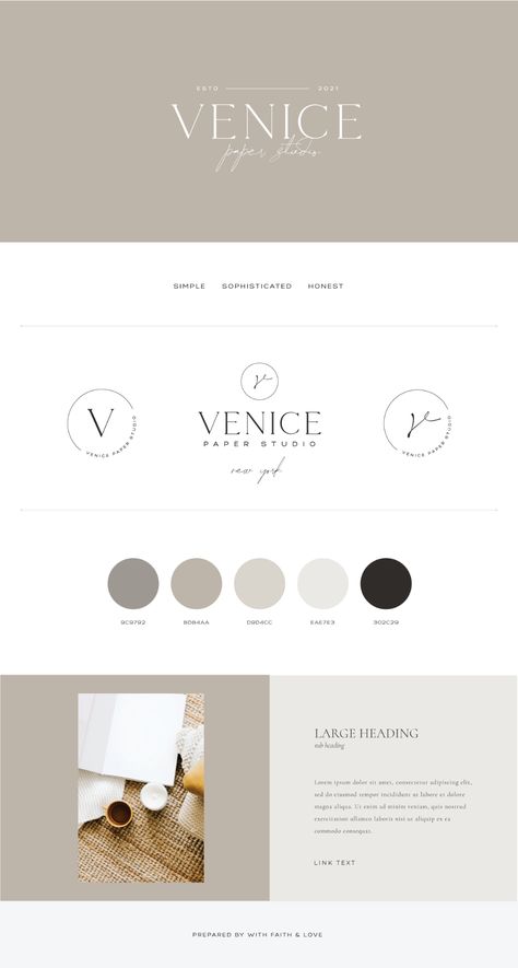 Venice - With Faith & Love Whats Wallpaper, Minimal Logo Design, Branding Mood Board, Brand Color Palette, Blog Logo, Faith Love, Brand Kit, Branding Design Inspiration, Brand Board