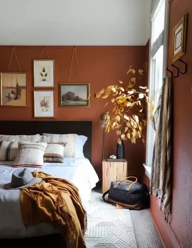 12 Colors That Go With Rust | Hunker Terra Cotta Wall Color Bedroom, Terra Cotta Colored Walls, Terra Cotta Room, Terra Cotta Wall Color, Terra Cotta Bedroom, Bold Paint Colors, Orange Rooms, Creek House, I Spy Diy