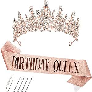 Crown And Tiara, Gold Birthday Decorations, Birthday Tiara, Birthday Sash, Birthday Accessories, Crown For Women, Golden Birthday, Birthday Queen, Princess Tiara