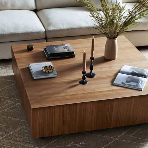 Hudson Large Square Coffee Table Natural Yukas Four Hands Oversized Square Coffee Table, Square Wood Coffee Table, Oversized Coffee Table, Large Square Coffee Table, Coffee Table Natural, Black Pine, Forces Of Nature, Low Coffee Table, Coffee Table Rectangle